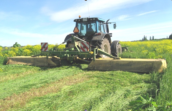 Комбинация косилок EASY CUT 32Р и EASY CUT 9140 Shift в агрегате с трактором Valtra T191 в работе