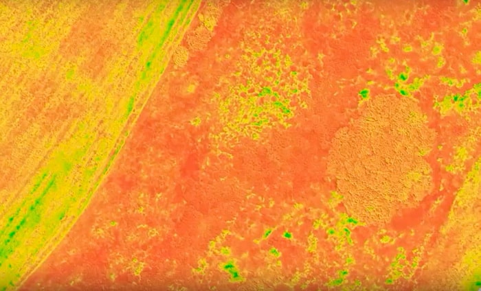 Un ejemplo de un levantamiento multiespectral de tierras de cultivo usando una cámara MicaSense