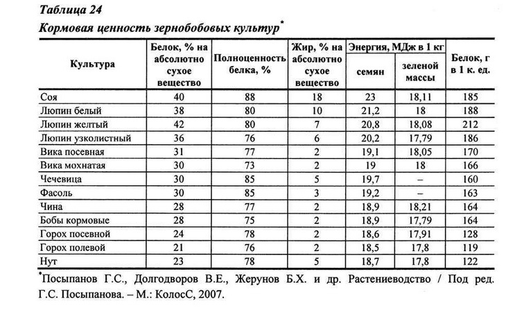 кормовая ценность зернобобовых