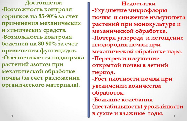 достоинства и недостатки механической обработки зернопаровой монокультуры