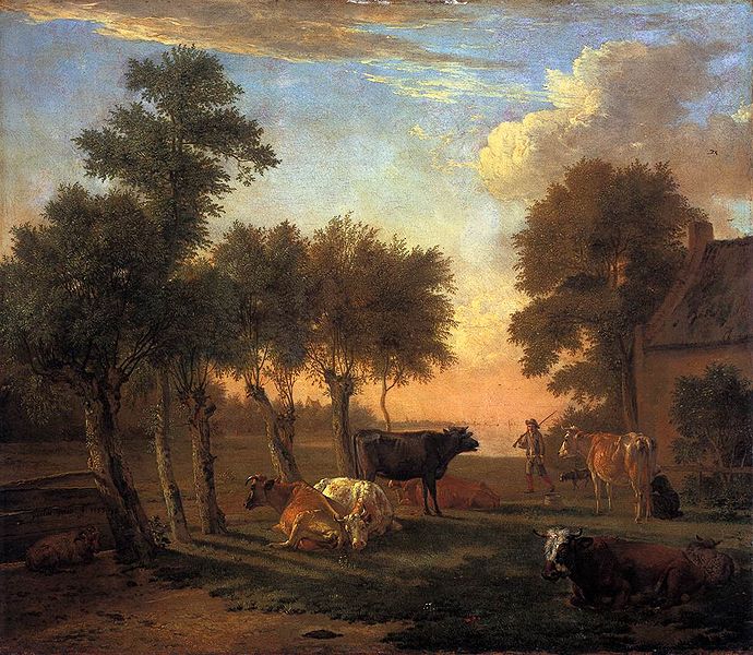 Коровы на лугу возле фермы. 1653. Государственный музей (Амстердам, Нидерланды)
