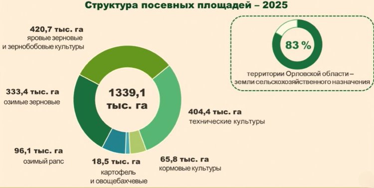 Орловская область в 2025 году увеличивает на 4,5 тысячи га посевные площади 