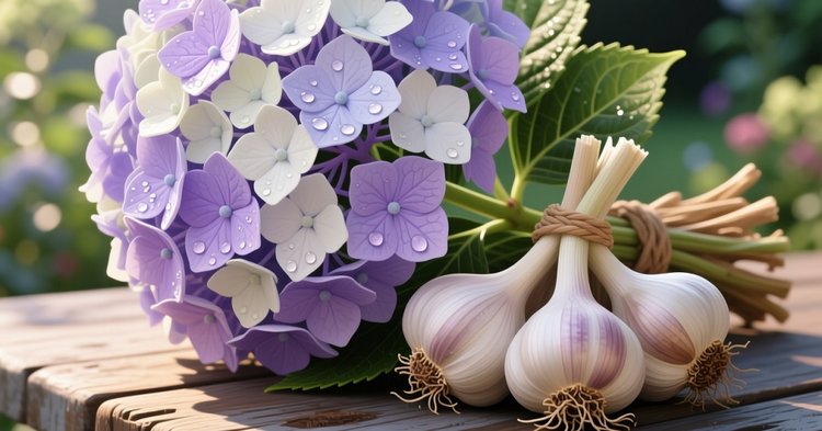 Точечная подсадка озимого чеснока: хорошо известные компаньоны и вопрос о гортензии
