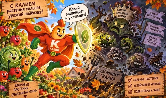 Калий (K) — ключевой элемент осеннего питания растений