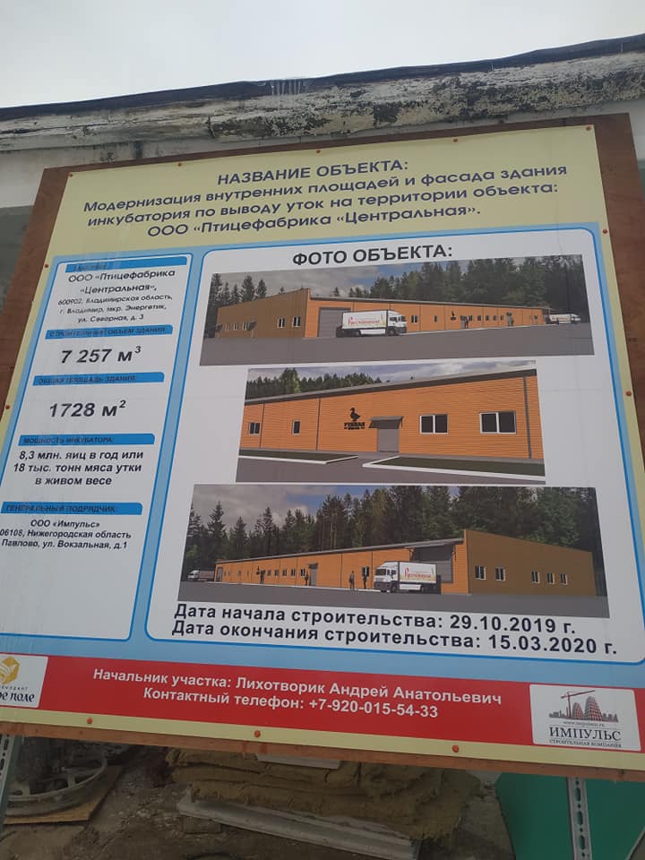 владимирская область производство утки