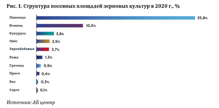 основные посевные площади зерновых культур